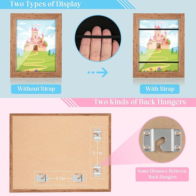 [3-Pack] Kids Art Frames, 8.5x11 Front Opening Kids Artwork Frames Changeable, Dark Woodgrain Artwork Display Storage Frame for Wall, Holds 50 Pcs, for 3D Picture, Crafts, Children Drawing, Hanging