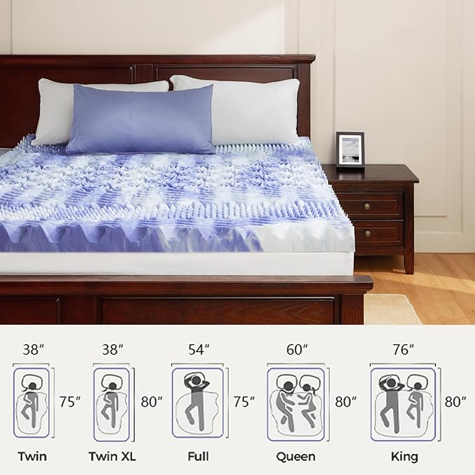 Dreamsmith 3 Inch Memory Foam Mattress Topper, 7-Zone Gel Infused Foam Mattress Pad, Twin Size Bed, CertiPUR-US Certified, Dorm Room Essentials