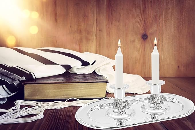 The Dreidel Company Shabbat Candlesticks Candle Holders Silver Plated, 2 Candlesticks Set (6 Sets)
