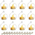 NUPTIO Hanging Glass Globe with Candles: Set of 12 Tealight Candle Holders with LED Tea Lights - 2.36 inch Bulk Clear Votive Candleholders for Party Wedding Birthday Shower Celebration Tree Decoration