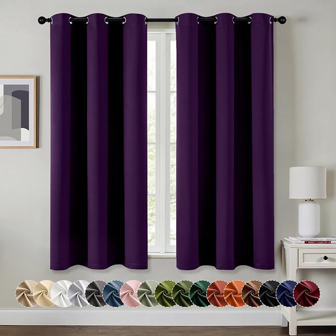 MIULEE Blackout Curtains for Bedroom 2 Panel 40 x 54 Inch Long Royal Purple | by MIULEE