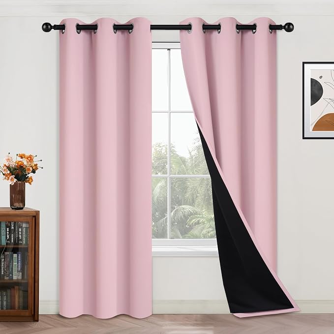 Yakamok Pink 100% Blackout Curtains 84 Inches Long by Yakamok