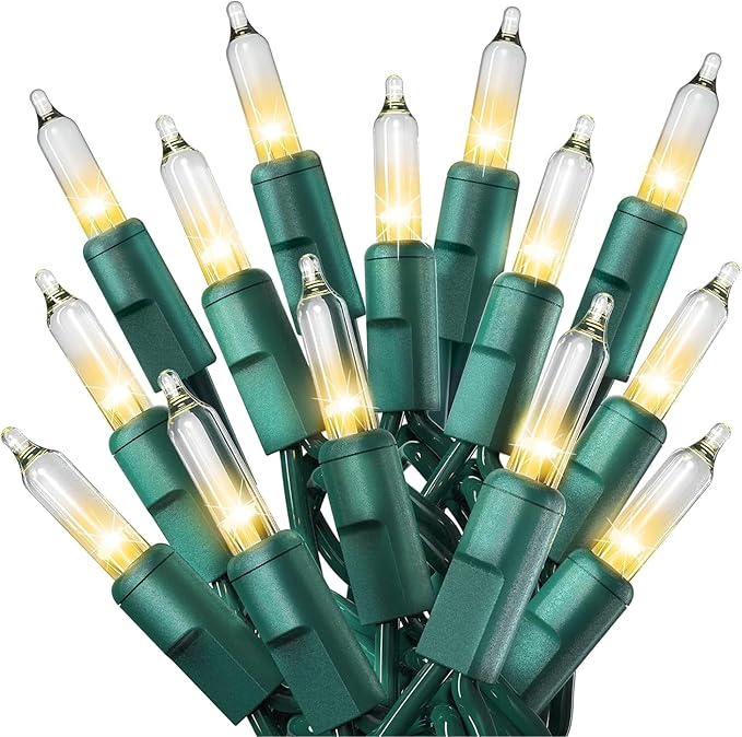 PREXTEX 500 Count Clear Christmas Tree Lights with Green Wire - 100 ft Warm White Twinkle Lights for Indoor or Outdoor Use - Holiday Fairy String Lights for Christmas Trees or Patios