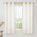 Cream Linen Semi Sheer Curtains 63 Inch Length 2 Panels, 34 x 63 Inch | Light by LAMIT