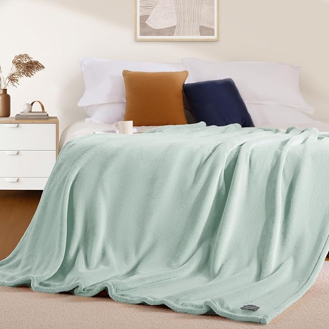 BEAUTEX Fleece Throw Blanket for Couch Sofa or Bed Throw Size, Soft Fuzzy Plush Blanket, Luxury Flannel Lap Blanket, Super Cozy and Comfy for All Seasons (50" x 60",Mint)