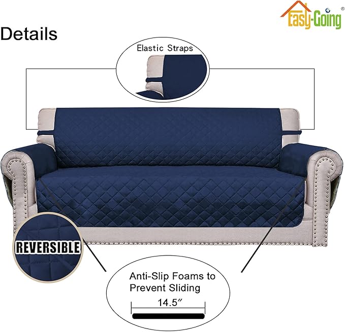 Easy-Going Reversible Couch Cover, 4 Seater Sofa, XX-Large Sofa, Water - Image 3