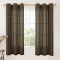 Linen Curtains 63 Inch Length 2 Panels, Chocolate Linen Textured Light by LAMIT