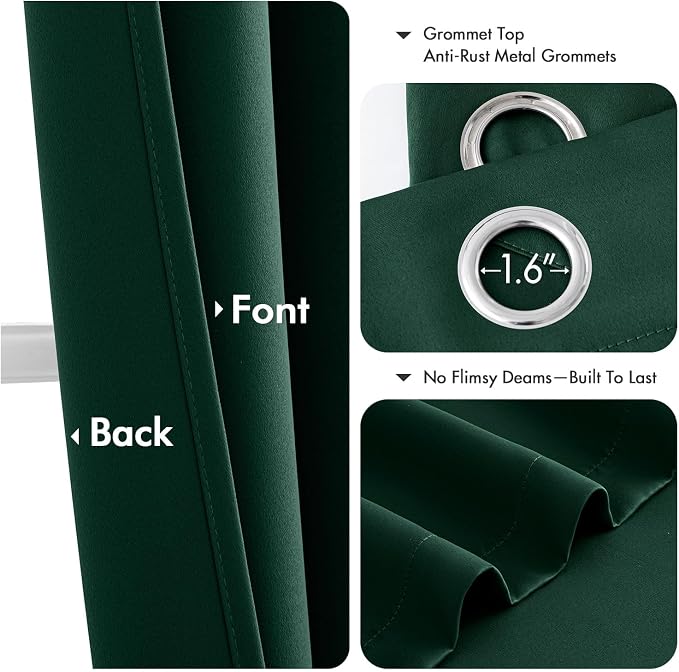 MIULEE Blackout Curtains for Bedroom 2 Panel 40 x 90 Inch Long Hunter Green | - Image 4