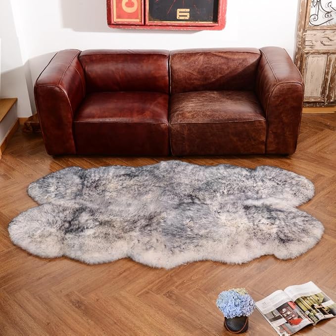 IRIWOOL Premium Genuine Fur Sheepskin Rug Real Australia Sheepskin Natural - Image 3