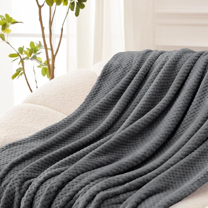 Exclusivo Mezcla Soft Waffle Fleece Bed Blanket King Size, Cozy Flannel - Image 5