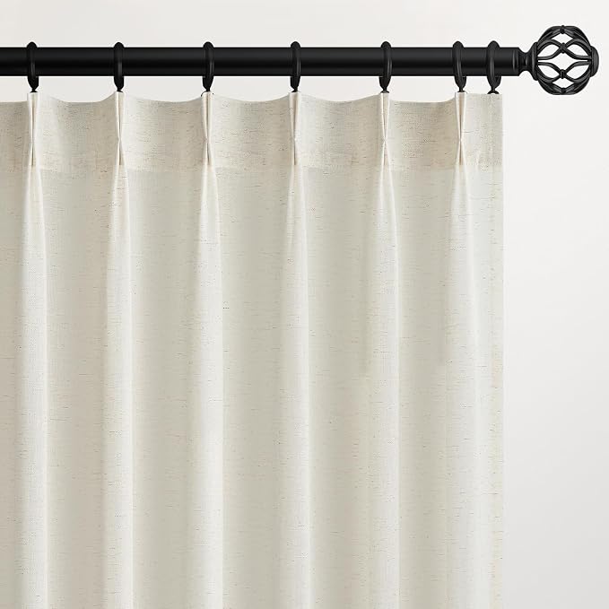 Topfinel 120 Inch Curtains 2 Panels Set, Two Packs Pinch Pleat Back Tab Linen by Topfinel