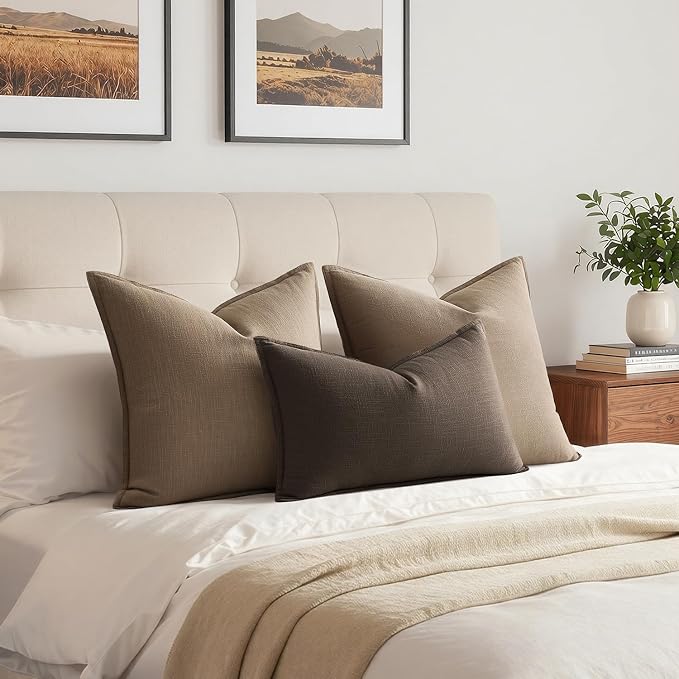 MIULEE Decorative Linen Lumbar Pillow Cover 12x20 Inch Dark Coffee | Fall - Image 4