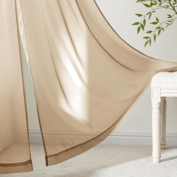 MIULEE Brown Sheer Curtains 72 Inches Long 4 Panels 42 x 72 Inches | Light - Image 6