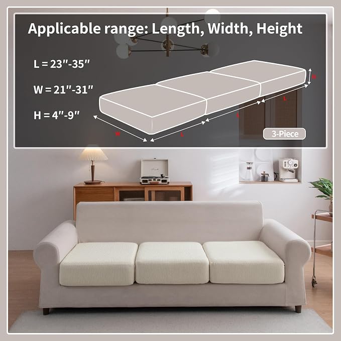 OHSIO Sectional Couch Covers, Wear Resistant Stretch Sofa Covers Washable Soft - Image 2
