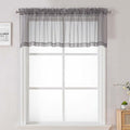 Charcoal Grey Sheer Valances for Windows 18 Inch Length 2 Pcs, Cafe Kitchen by Lecloud