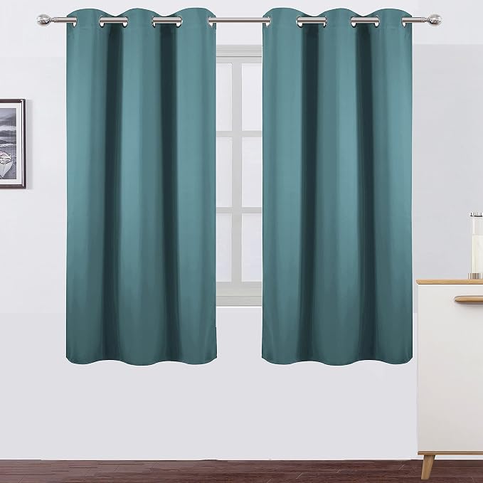 Sea Teal Thermal Blackout Curtains/42 x 63 Inch/Set of 2 Panels Room Darkening by Lemomo