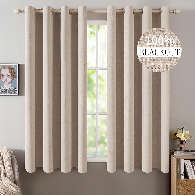 MIULEE 100% Blackout Linen Curtains by MIULEE