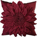 Burgundy Accent 3D Flower Decorative Throw Pillow Covers by BellasGifts