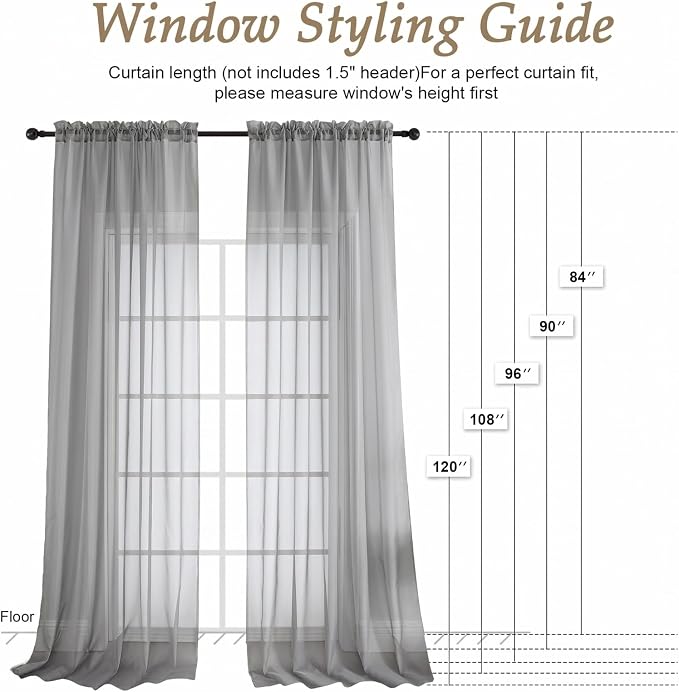 Charcoal Grey Bedroom Curtains 2 Panel Sets 90 Inch Length, 59 Inch Extra Wide - Image 2