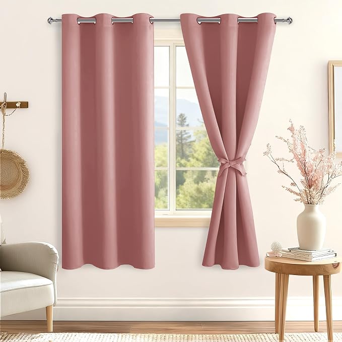 Room Darkening Curtains for Bedroom 2 Panels Dusty Rose 42x72 Inch | Noise - Image 8