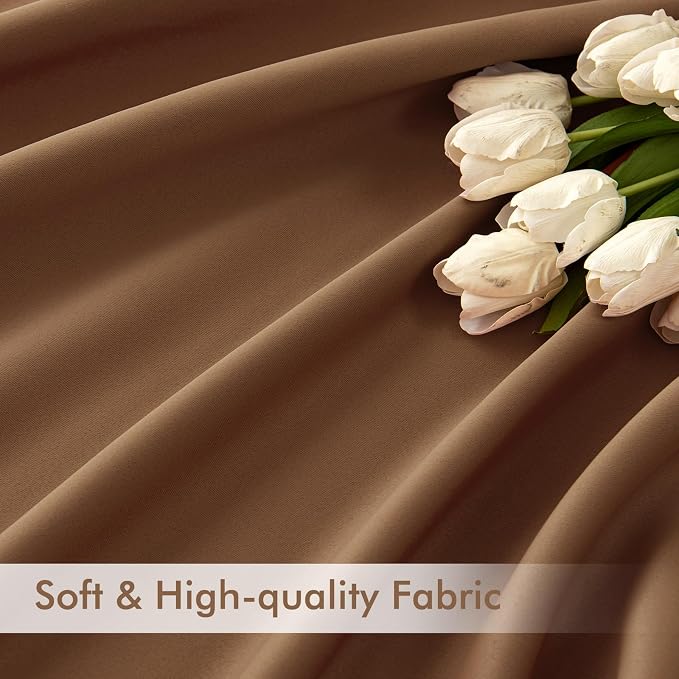 MIULEE Cappuccino Brown Back Tab Blackout Curtains 52"x84" Long 2 Panel Set | - Image 6