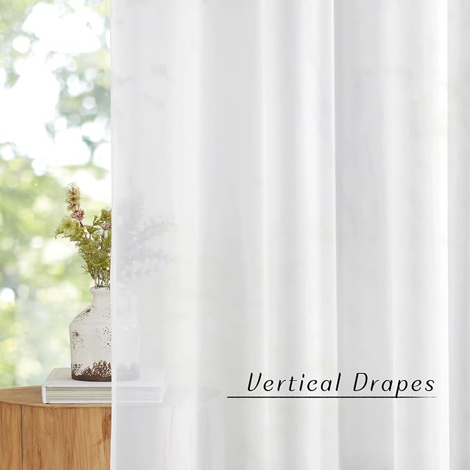 NICETOWN Voile White Sheer Curtains 84 inches Long - Image 3