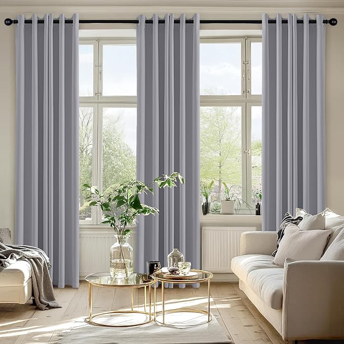 MIULEE Blackout Curtains for Bedroom 2 Panels 40 x 84 Inch Long Silver Grey | - Image 6
