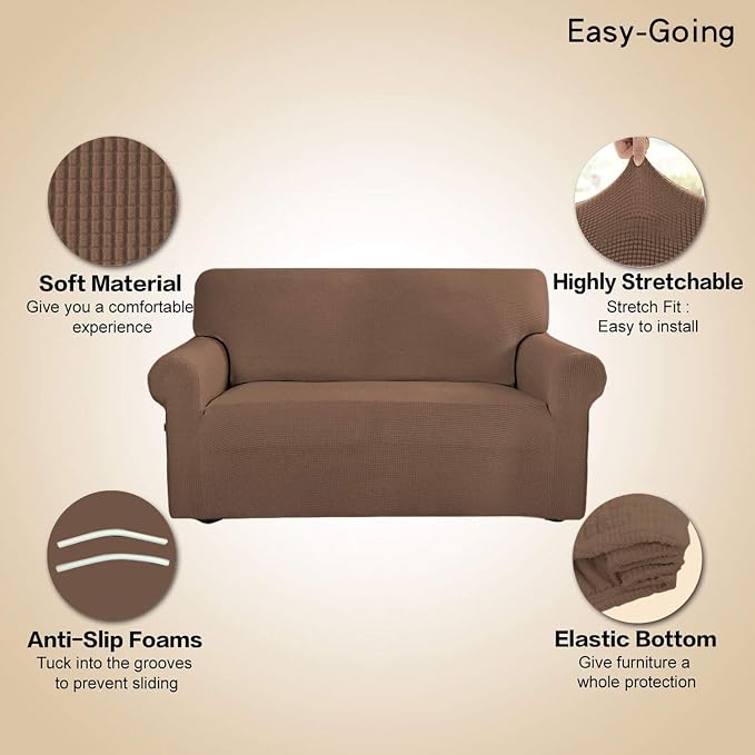 Easy-Going Stretch Oversized Sofa Couch Slipcover Washable Brown | 1-Piece - Image 3