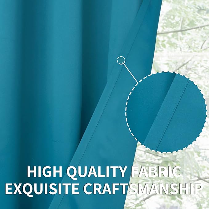 BGment Blackout Curtains - Grommet Thermal Insulated Room Darkening Bedroom and Living Room Curtains, Set of 2 Panels (52 x 120 Inch, Peacock Blue)