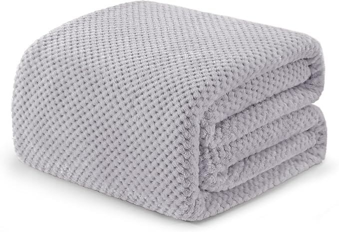 Exclusivo Mezcla Soft Waffle Fleece Bed Blanket Twin XL Size, Light Gray | by ExclusivoMezcla
