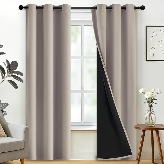 SimpleHome Natural 100% Blackout Curtains Room Darkening Living Room 84L | by SimpleHome