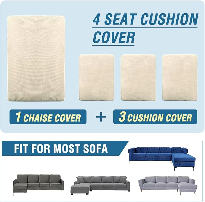 H.VERSAILTEX Sectional Couch Covers 4 Pieces Sofa Seat Cushion Covers L Shape - Image 8