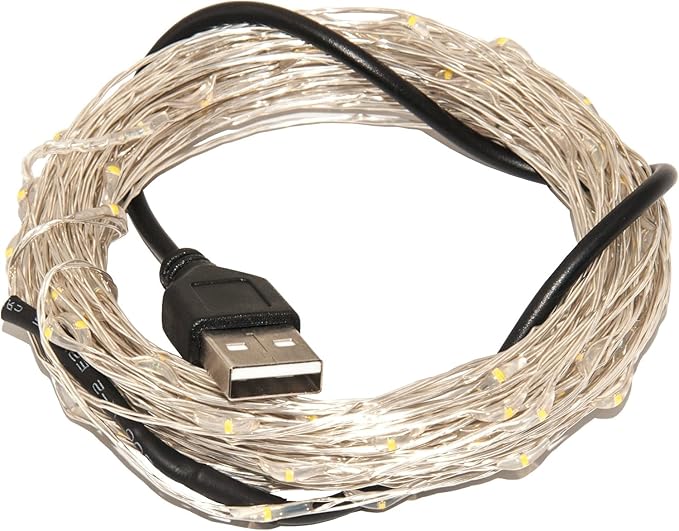 Karlling USB Plug in LED Fairy Lights,2 Packs of 50 LED Bulbs 16 Ft Silver Wire Waterproof Starry String Lights for Bedroom Patio Garden Party Wedding Commercial Lighting (Blue)