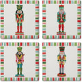 Thirstystone Holiday Nutcrackers 4 Pack Assorted Tumbled Tile Stone Coasters with Protective Cork Backing 4" Square Manufactured in The USA