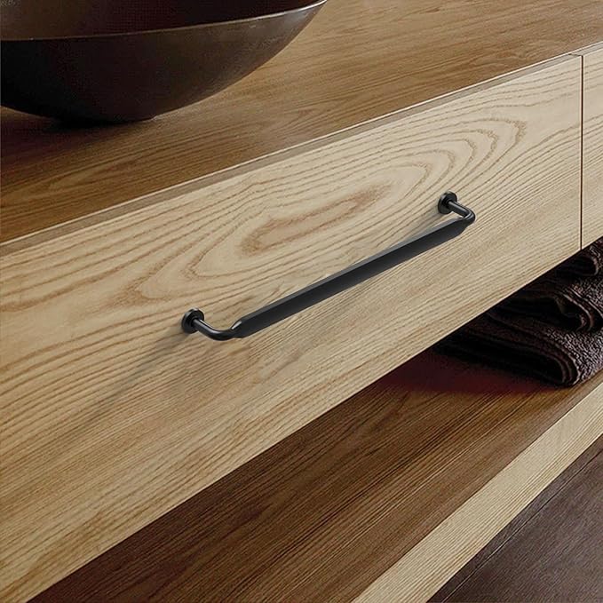 Asidrama 10 Pack 10 Inch(254mm) Matte Black Kitchen Cabinet Handles, Cabinet Pulls Kitchen Cabinet Hardware for Cupboard Drawer Pulls