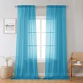 Turquoise Sheer Curtains 96 Inches Long 2 Panels, Elegant Gauzy Airy Light by Lecloud