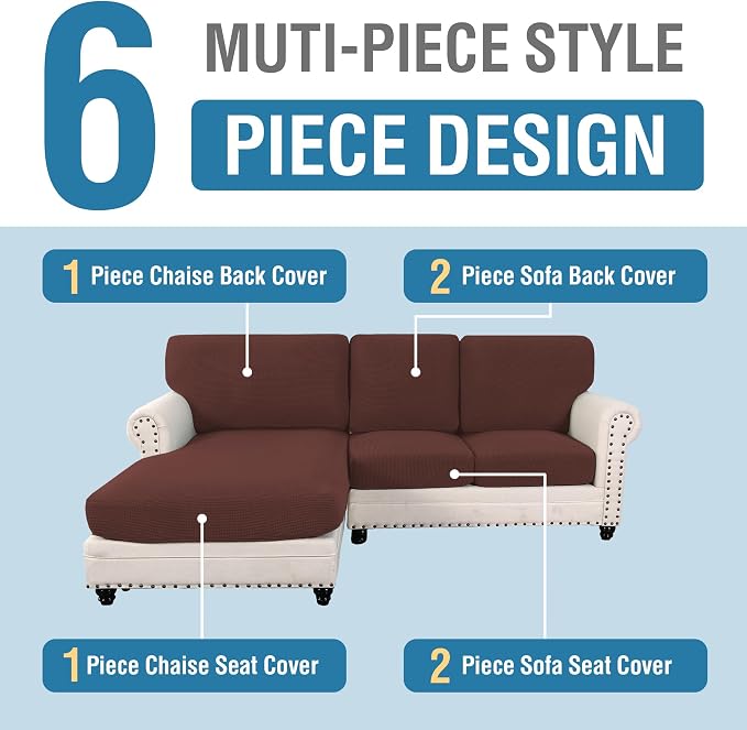 H.VERSAILTEX Sectional Couch Covers 3 Pieces Sofa Seat Cushion Covers L Shape - Image 2