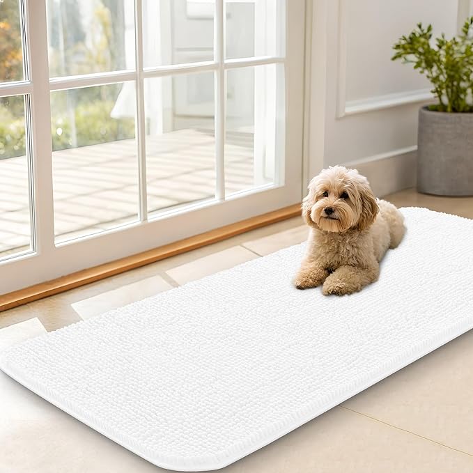 OLANLY Dog Door Mat for Muddy Paws 47x20, Super Absorbent Chenille Mud Mat | by OLANLY