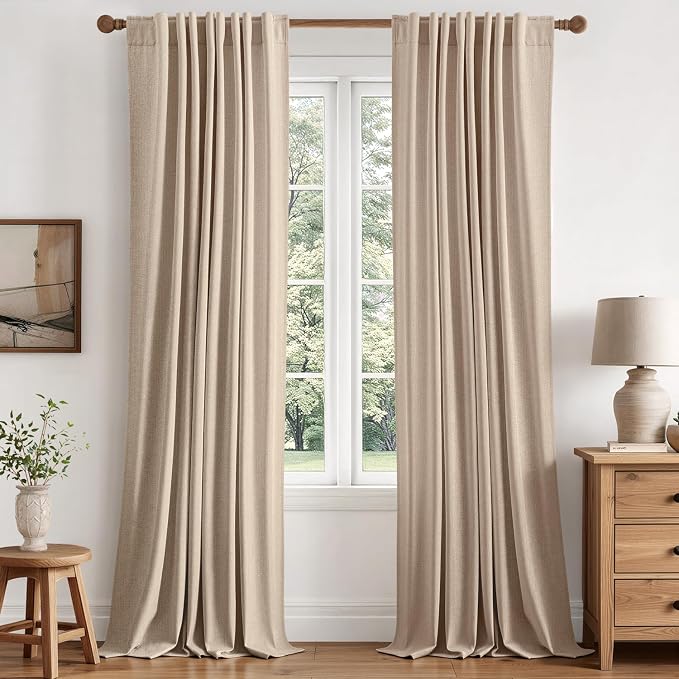 MIULEE 100% Blackout Linen Curtains by MIULEE