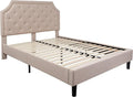Flash Furniture Brighton Queen Size Tufted Upholstered Platform Bed in Beige Fabric