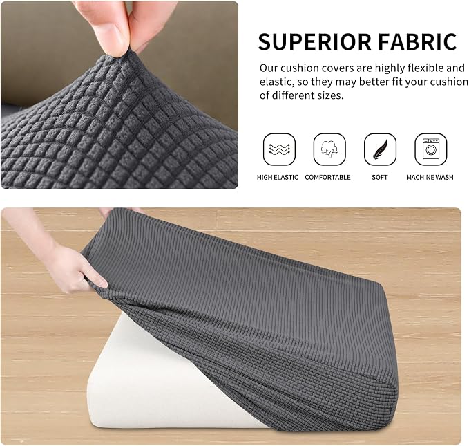 Easy-Going Stretch 3 Pieces Oversized Couch Cushion Cover - Image 5