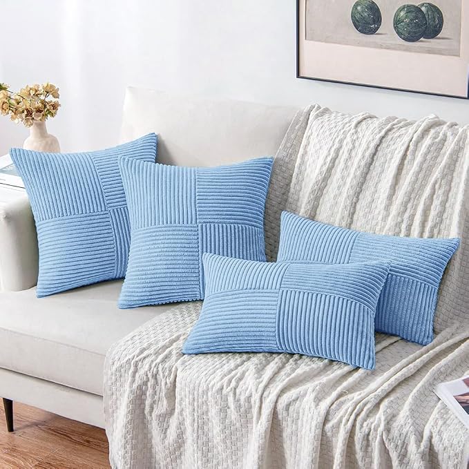 MIULEE Light Blue Decorative Throw Pillow Covers - Image 4
