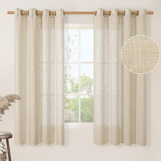 60 Inch Semi Sheer Linen Curtains by LAMIT