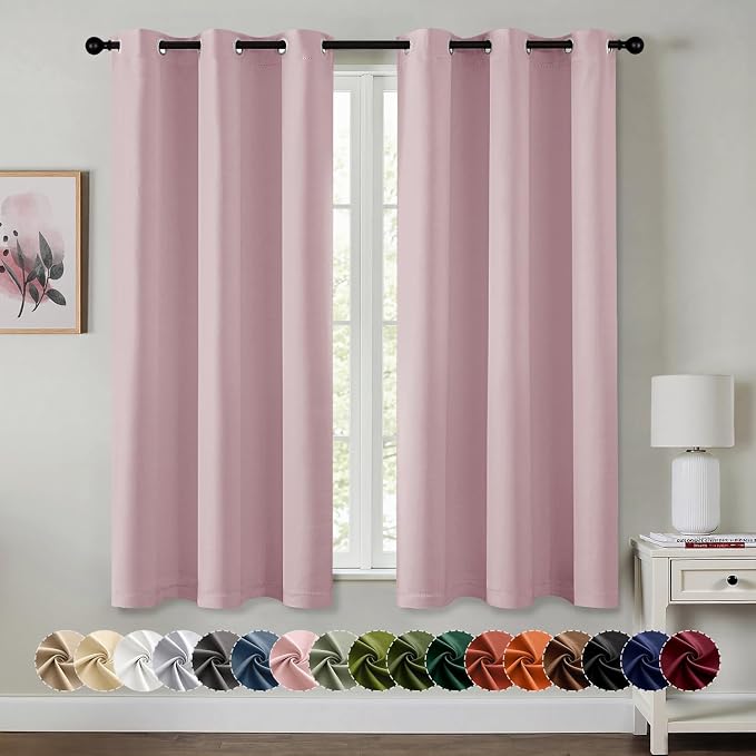 MIULEE Blackout Curtains for Bedroom 2 Panels 40 x 54 Inch Long Blush Pink | by MIULEE