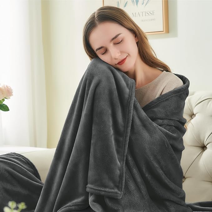 BEDELITE Fleece Blanket Soft Plush King Bed Blanket Charcoal Grey 108"x90" | - Image 3