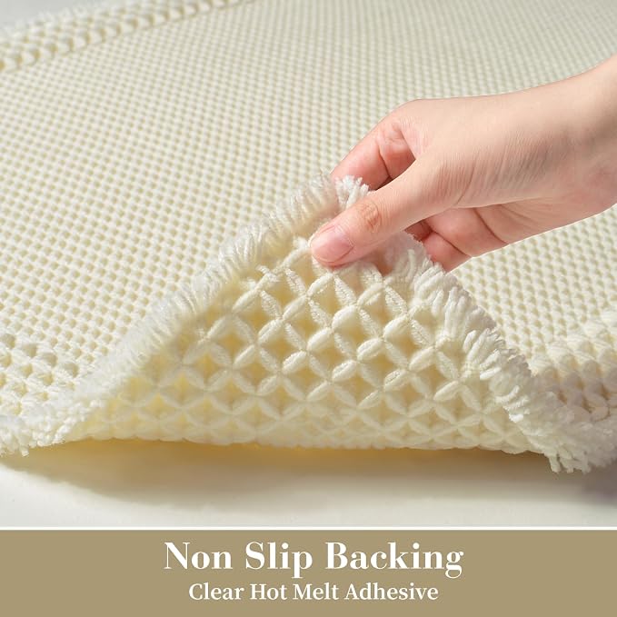 RESARE Waffle Bath Mat for Bathroom, Non Slip Bathroom Rugs 24"x36" Cream | - Image 4