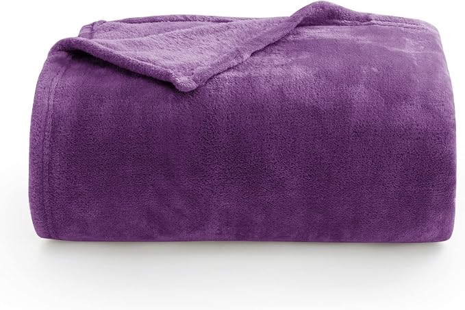 BEDELITE Fleece Blanket Soft Plush Queen Size Bed Blanket Purple 90"x90" | - Image 9