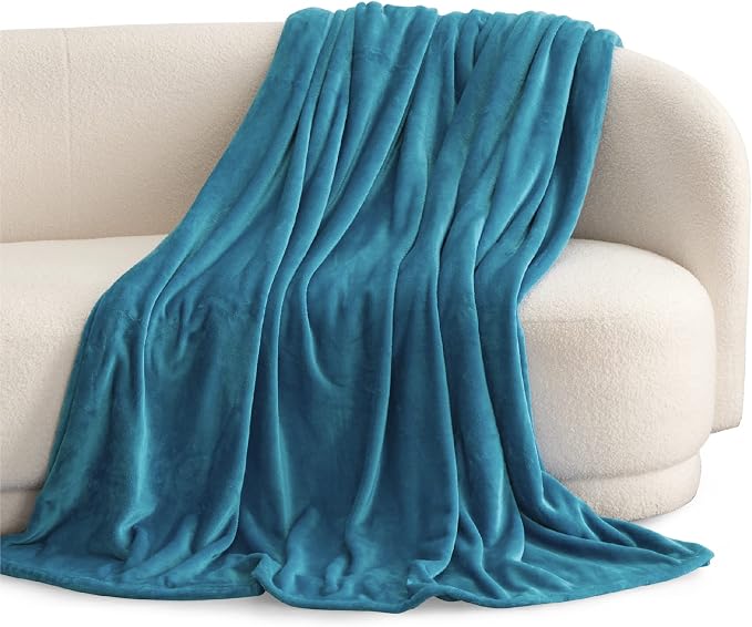 Bedsure GentleSoft Fleece Blankets Queen Size Teal - Image 2