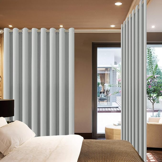 Yakamok Light Grey Room Darkening Curtains 84 inch Sliding Door Drapes | 1 - Image 2
