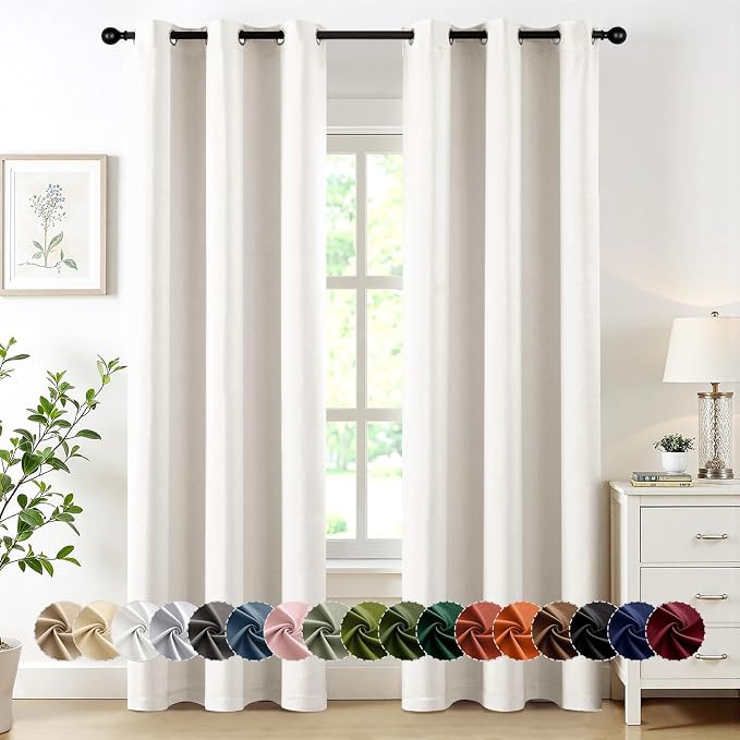 MIULEE Blackout Curtains for Bedroom 2 Panels 34 x 72 Inch Long Ivory | Thermal by MIULEE